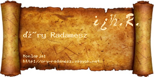 Őry Radamesz névjegykártya